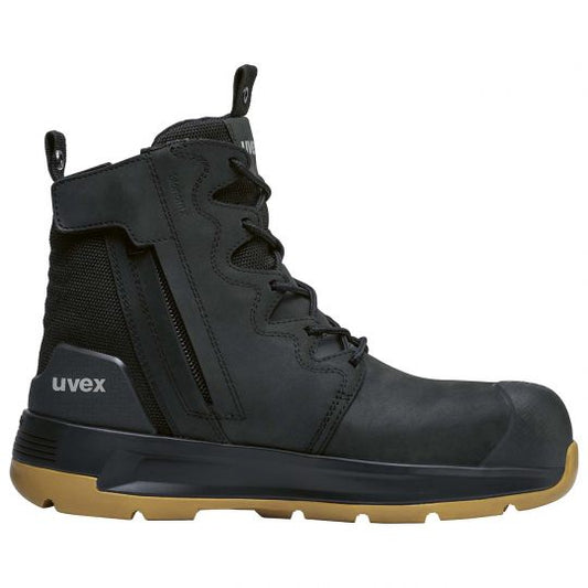 UVEX 3 X-Flow Side-Zip Work Boot Black/Tan US 7 Tactical Distributors Ltd New Zealand