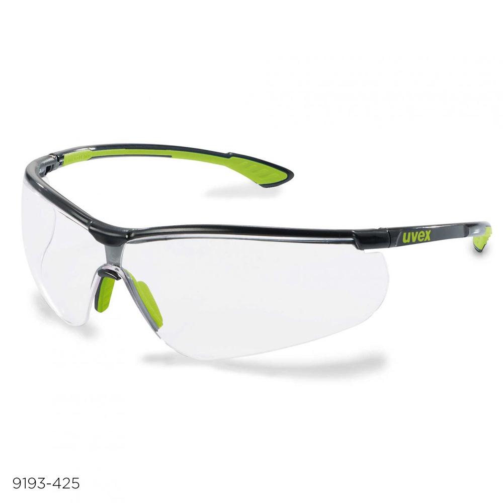 Uvex Sportstyle Safety Glasses 9193 Black and Green Frame with Clear Anti-Fog Lens Tactical Distributors Ltd New Zealand