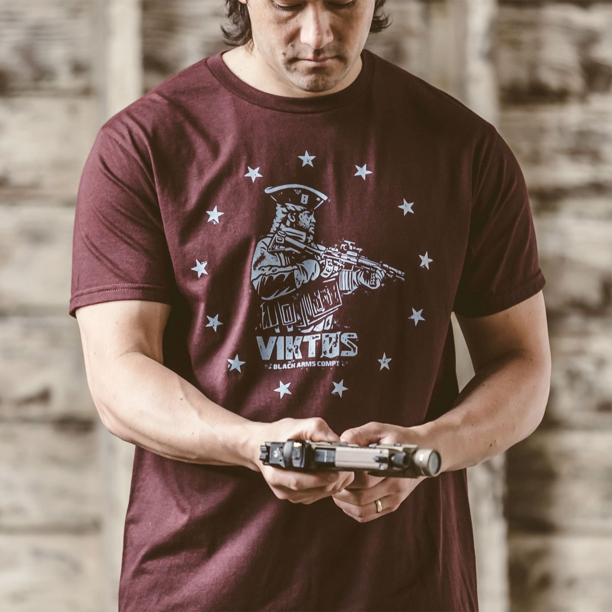 VIKTOS Tax Stamp Tee Burgundy Heather Tactical Distributors Ltd New Zealand